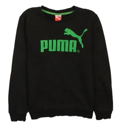 Puma Women's Vintage 90's Logo Crewneck Sweatshirt Large Black Green
