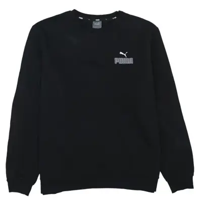 Puma Black Sweatshirt Men's XLarge Embroidered Chest Logo Crewneck Pul