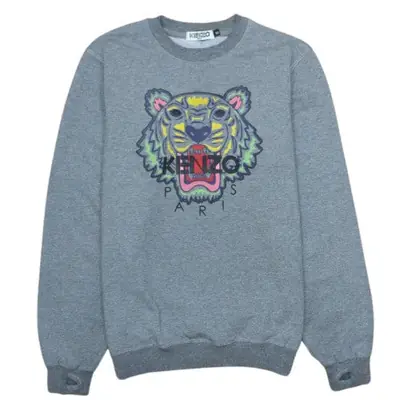 Kenzo Men's Grey Sweatshirt XSmall Embroidered Tiger Logo Crewneck Pul
