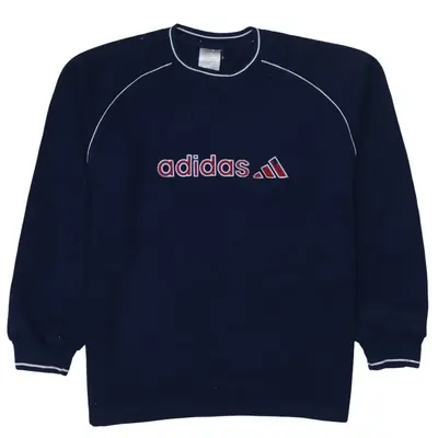 Adidas 90's Spellout Crew Neck Sweatshirt Large Navy Blue