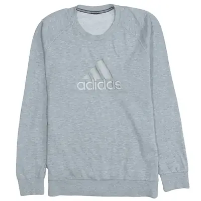 Adidas Vintage 90s Grey Spellout Crew Neck Sweatshirt Men's Small Retr