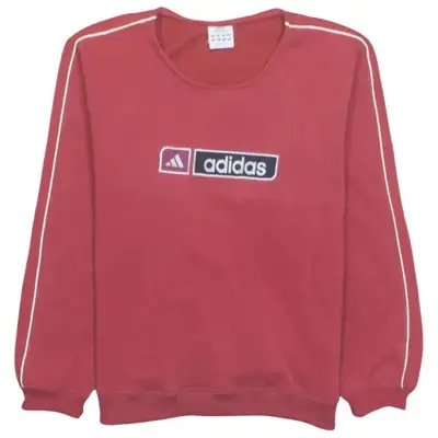 Adidas Burgundy Red Sweatshirt Men's Large Embroidered Logo Piping Cre