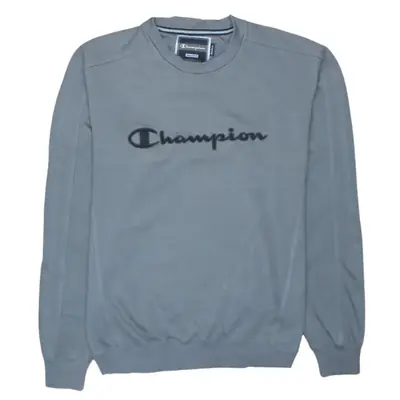 Vintage Champion 90's Grey Spellout Crew Neck Sweatshirt Men's Medium