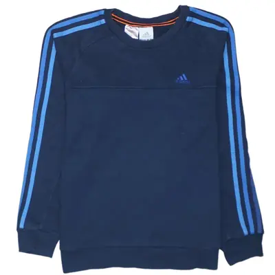 Adidas Navy Blue Sweatshirt Women's Large Embroidered Logo Three Strip