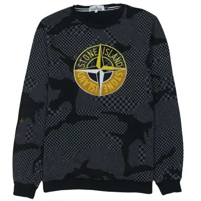 Stone Island Vintage 90s Black Spellout Sweatshirt L - Crew Neck