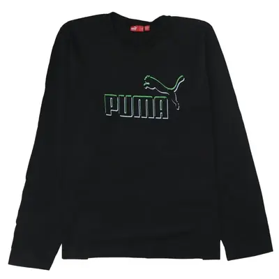 Puma Black Long Sleeve T Shirt Men's XLarge Printed Logo Neon Outline 