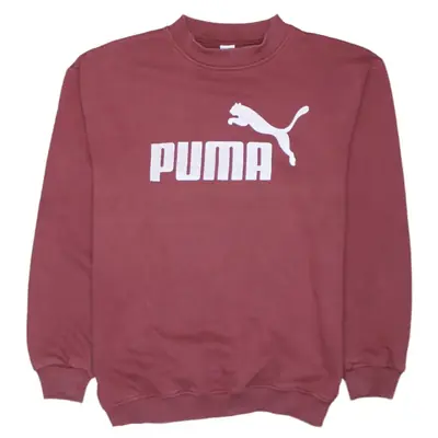 Puma Retro 90s Burgundy Women's Large Crewneck Sweatshirt Logo