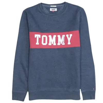 Tommy Jeans Spellout Crew Neck Sweatshirt - Medium Navy Blue 90's Vint