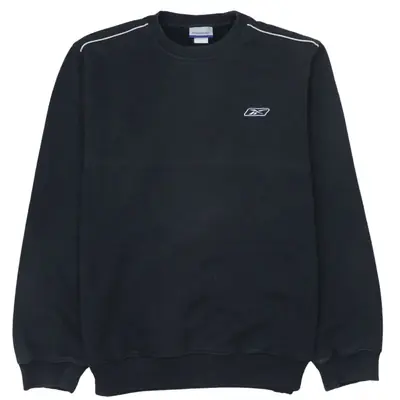 Reebok 90's Vintage Black Crew Neck Sweatshirt, Men's Small
