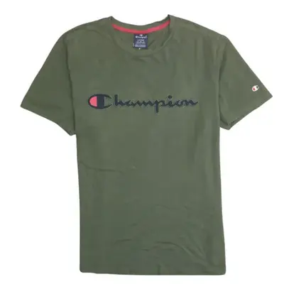 Champion Olive Green T Shirt Women’s Large Printed Script Logo Short S