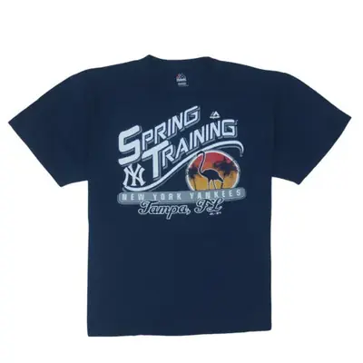Majestic Navy Blue T Shirt Women’s XLarge New York Yankees Spring Trai