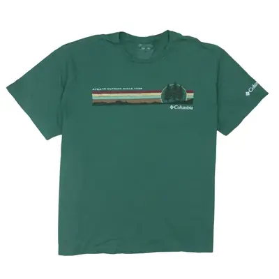 Columbia Green T-Shirt "Always Outside" Graphic - Size Medium