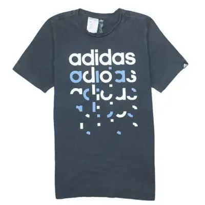 Adidas Men's Black Multi Logo Graphic Tee XSmall Casual T-Shirt Top