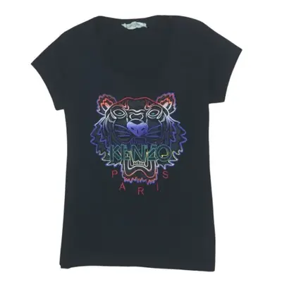 Kenzo 90's Black Spellout T-Shirt Small Multicolor Tiger Logo Vintage