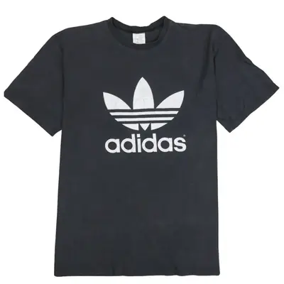 Adidas Black T Shirt Men’s XLarge Trefoil Printed Logo Front Back Casu