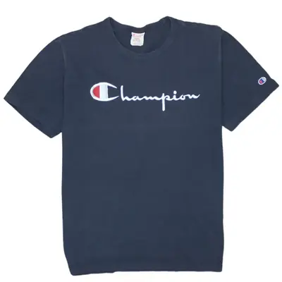 Vintage Champion 90's Navy Blue Spellout Short Sleeve T-Shirt Men's La