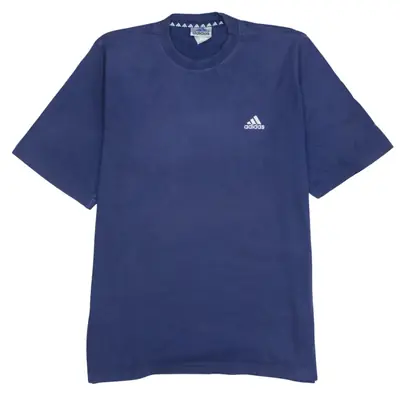 Adidas 90's Vintage Navy Blue Crew Neck T-Shirt Men's Large