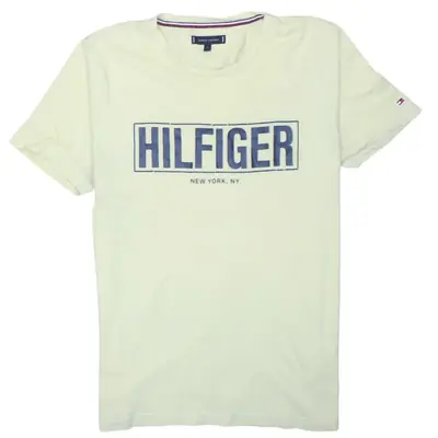 Tommy Hilfiger Women's Vintage 90s Yellow Spellout Tee Shirt Large
