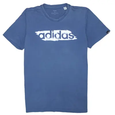 Adidas 90's Blue Medium Men's Vintage Spellout Short Sleeve T-Shirt