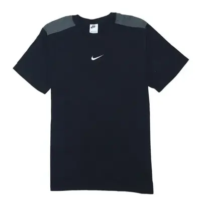 Nike Black T-Shirt Women’s Large Swoosh Logo Contrast Shoulder Panels 