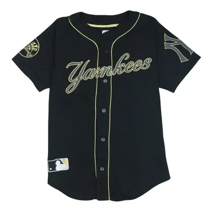 Majestic 90's Yankees Button-Up T-Shirt Large Black Vintage
