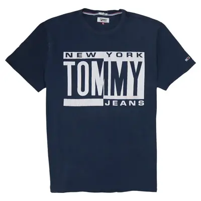 Tommy Hilfiger 90's Vintage Navy Blue Spellout Short Sleeves T-Shirt X