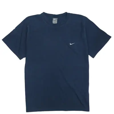 Nike 90's Vintage Swoosh T Shirt Large Navy Blue Short Sleeves