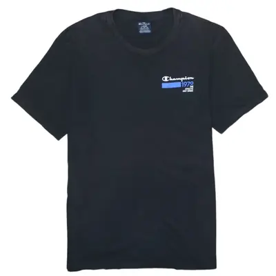 Vintage Champion 90s Crew Neck T-Shirt Large Black Cotton
