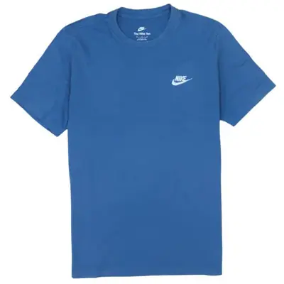 Nike Blue T Shirt Men's Medium Embroidered Swoosh Logo Casual Tee Top