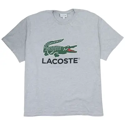 Lacoste Vintage 90's Grey Spellout Tee XL Men's