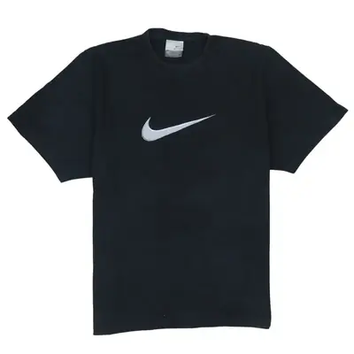 Vintage Nike 90's Black Swoosh Crew Neck T-Shirt Men's Medium
