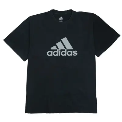 Adidas 90's Black Spellout T-Shirt Men's Medium Vintage
