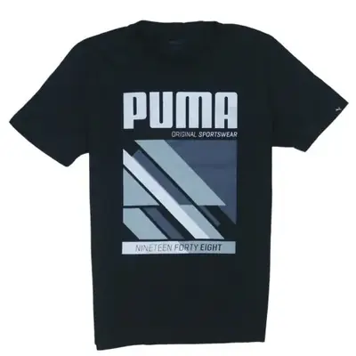 Puma Black Graphic T Shirt Women's Medium Printed Front Logo Casual Te