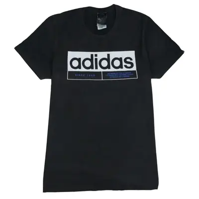 Adidas 90s Black Spellout Vintage T-Shirt Men's Small Retro Streetwear