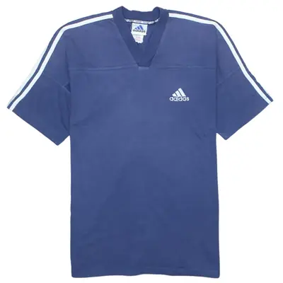 Adidas Vintage 90's Men's V Neck T-shirt Short Sleeve Large Navy Blue