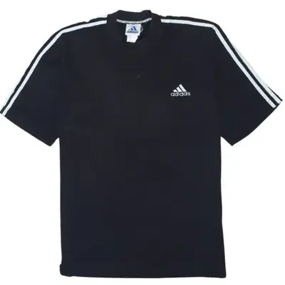 Adidas Black T Shirt Men's Large Three Stripe Sleeves Embroidered Logo