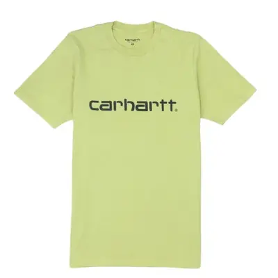 Carhartt Pale Yellow T Shirt Men's XSmall Printed Script Logo Short Sl