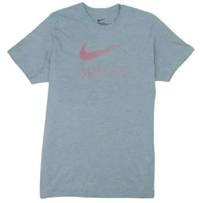 Nike Grey T Shirt Women’s XLarge Man Utd Swoosh Printed Logo Short Sle