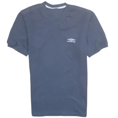 Umbro Navy Blue V Neck T Shirt Men's Small Embroidered Chest Logo Shor