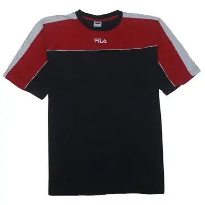 Fila Black Red T Shirt Women's XLarge Embroidered Chest Logo KSV Trenk