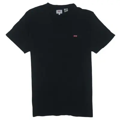Levi's Black T-Shirt Women's Large Small Box Logo Printed Chest Tee To