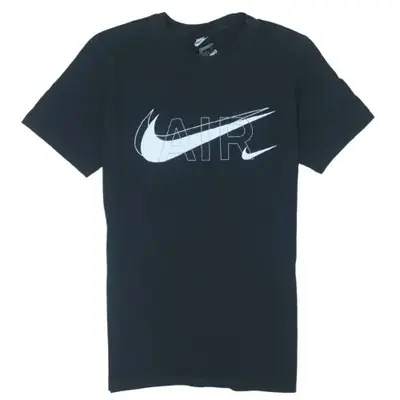 Nike Black T-Shirt Men's Small Large AIR Swoosh Printed Logo Short Sle