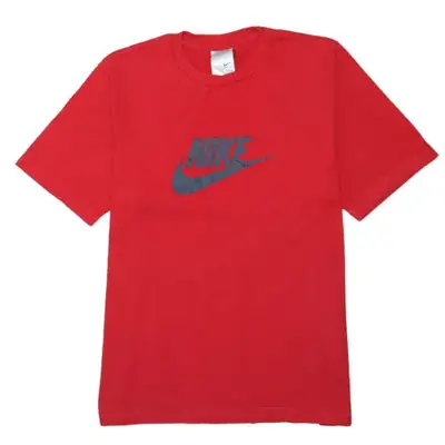 Nike Red T Shirt Men's Large Printed Swoosh Logo Short Sleeve Casual T