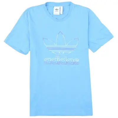Adidas Light Blue T Shirt Men's Medium Trefoil Printed Logo Casual Tee