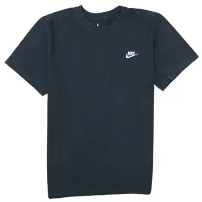 Nike Black T-Shirt Men’s Large Embroidered Swoosh Logo Chest Minimal C