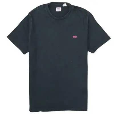 Levi's Faded Black T Shirt Men's Small Embroidered Chest Box Logo Casu