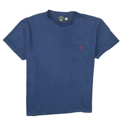Polo Ralph Lauren Navy Blue T Shirt Men's Large Embroidered Red Pony C