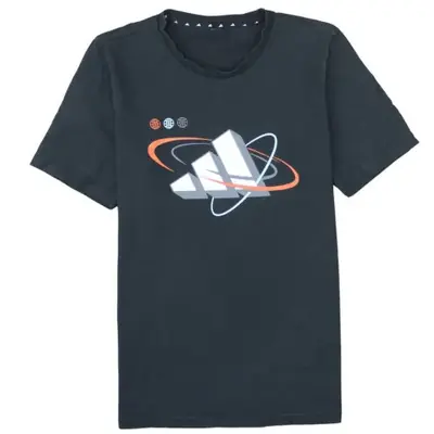 Adidas Black T Shirt Men’s Medium Printed Space Logo Graphic Tee Top