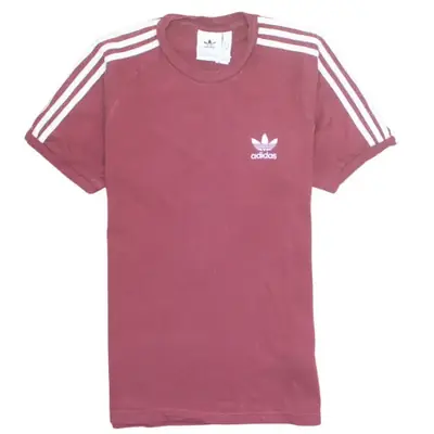 Adidas Burgundy Red T Shirt Women’s Medium Trefoil Printed Logo Three 