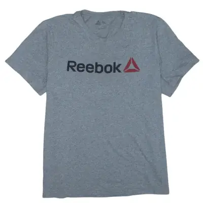 Reebok Grey T Shirt Women’s XLarge Printed Logo Crewneck Short Sleeve 